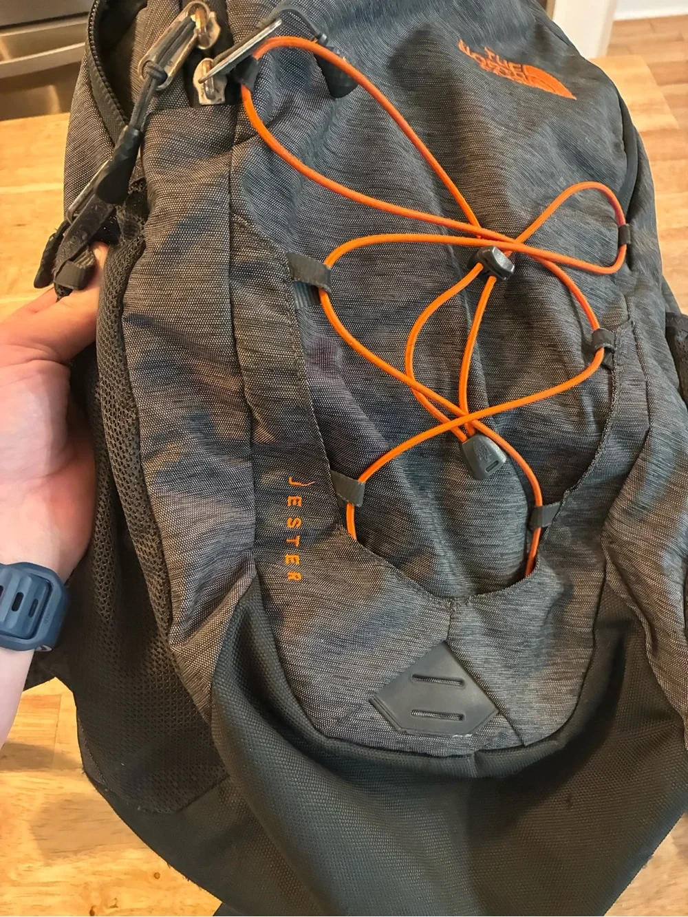 The North Face Jester Backpack Black Grey FlexVent Laptop Bag Bungee Hiking